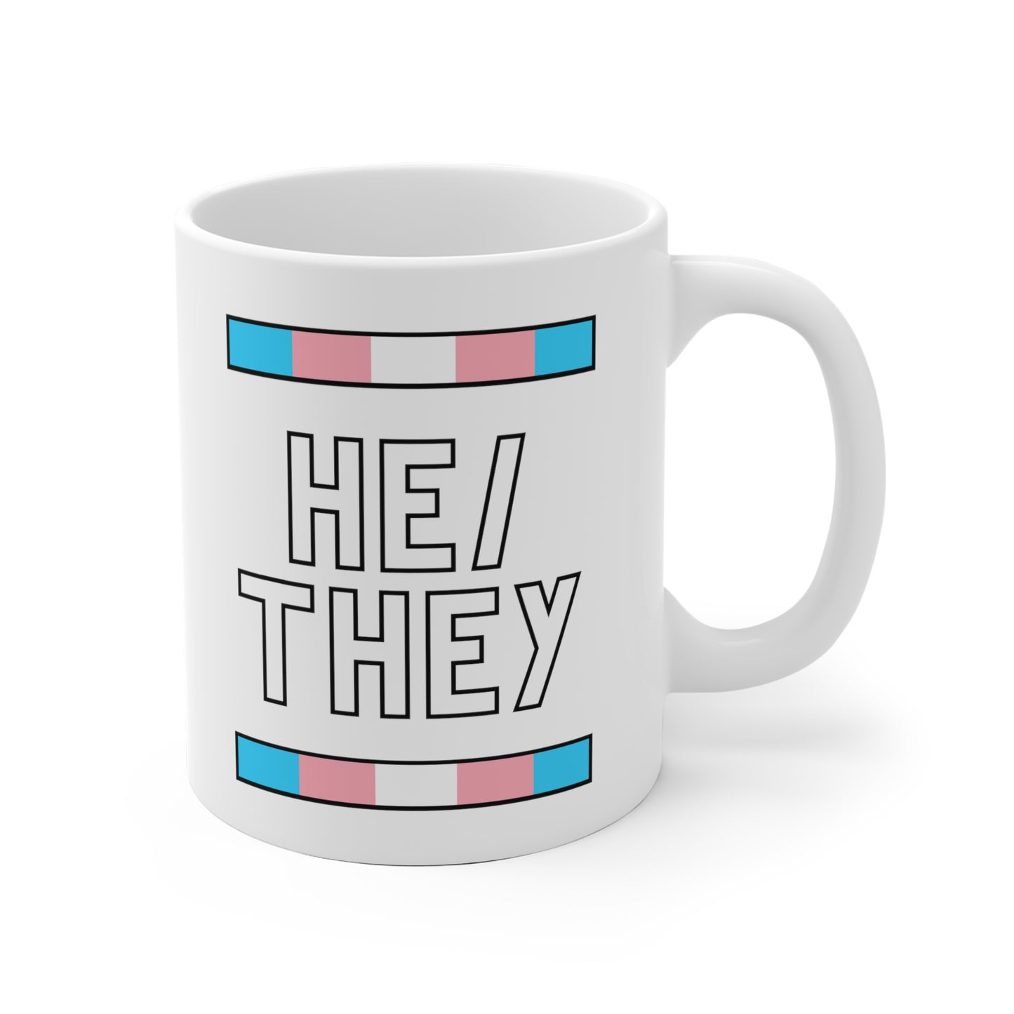 He/They Transgender Flag Pronoun Mug