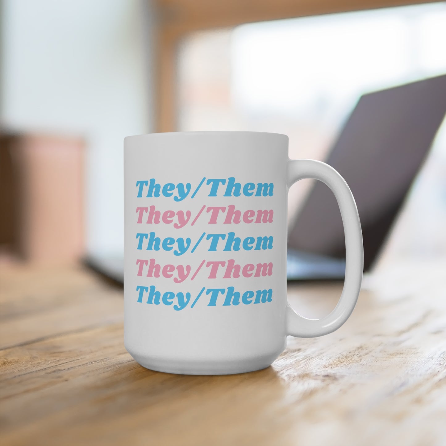 They/Them Transgender Flag Pronoun Mug