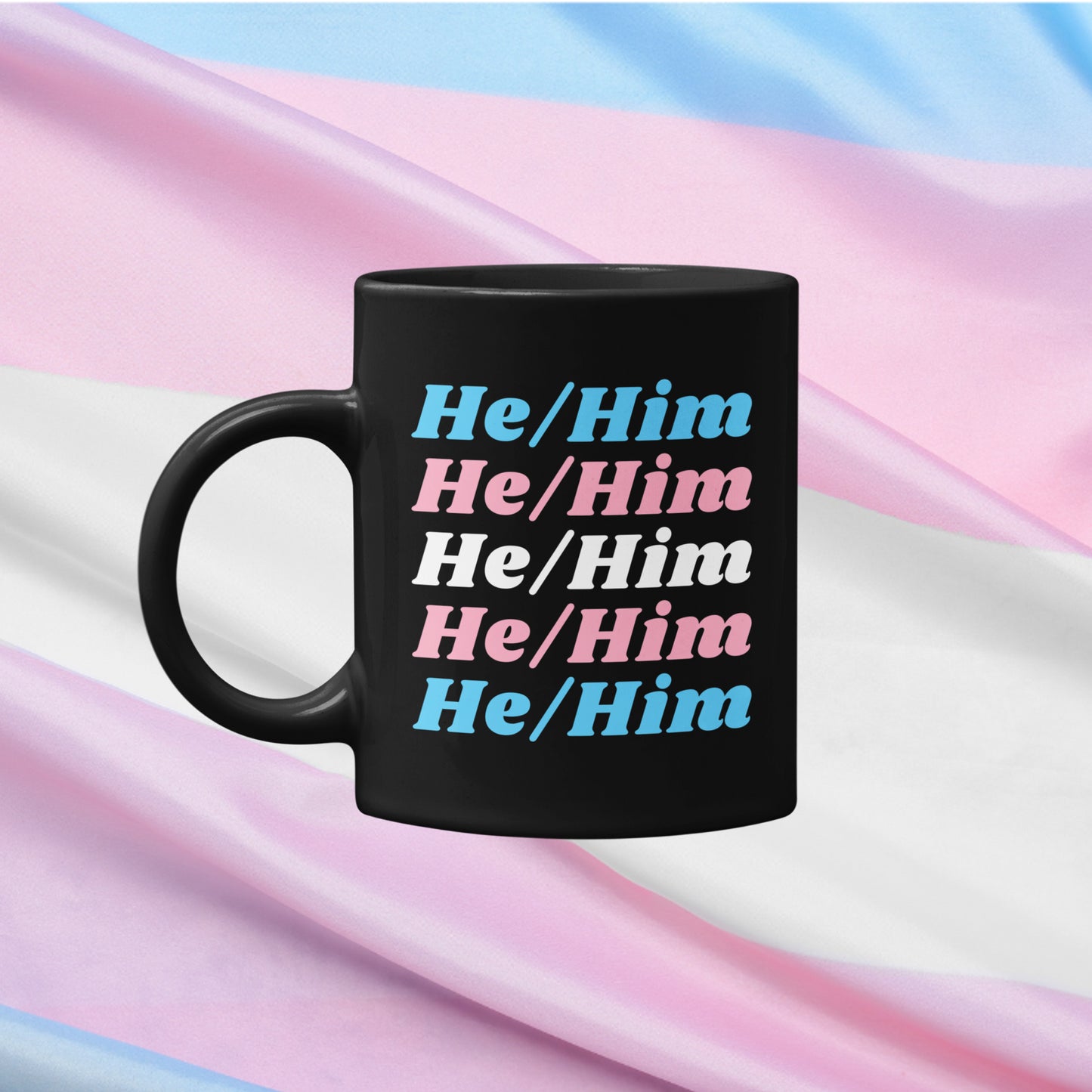 He/Him Transgender Flag Pronoun Mug