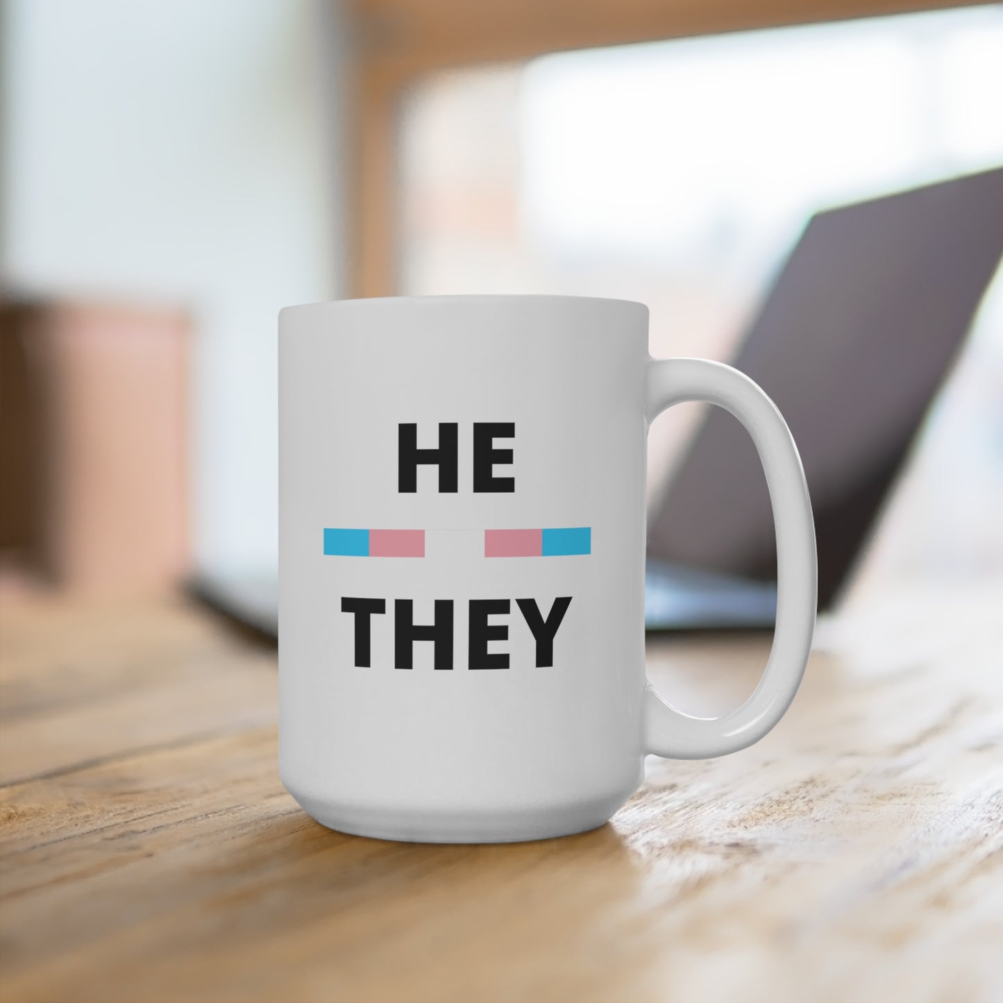 He/They Transgender Flag Pronoun Mug