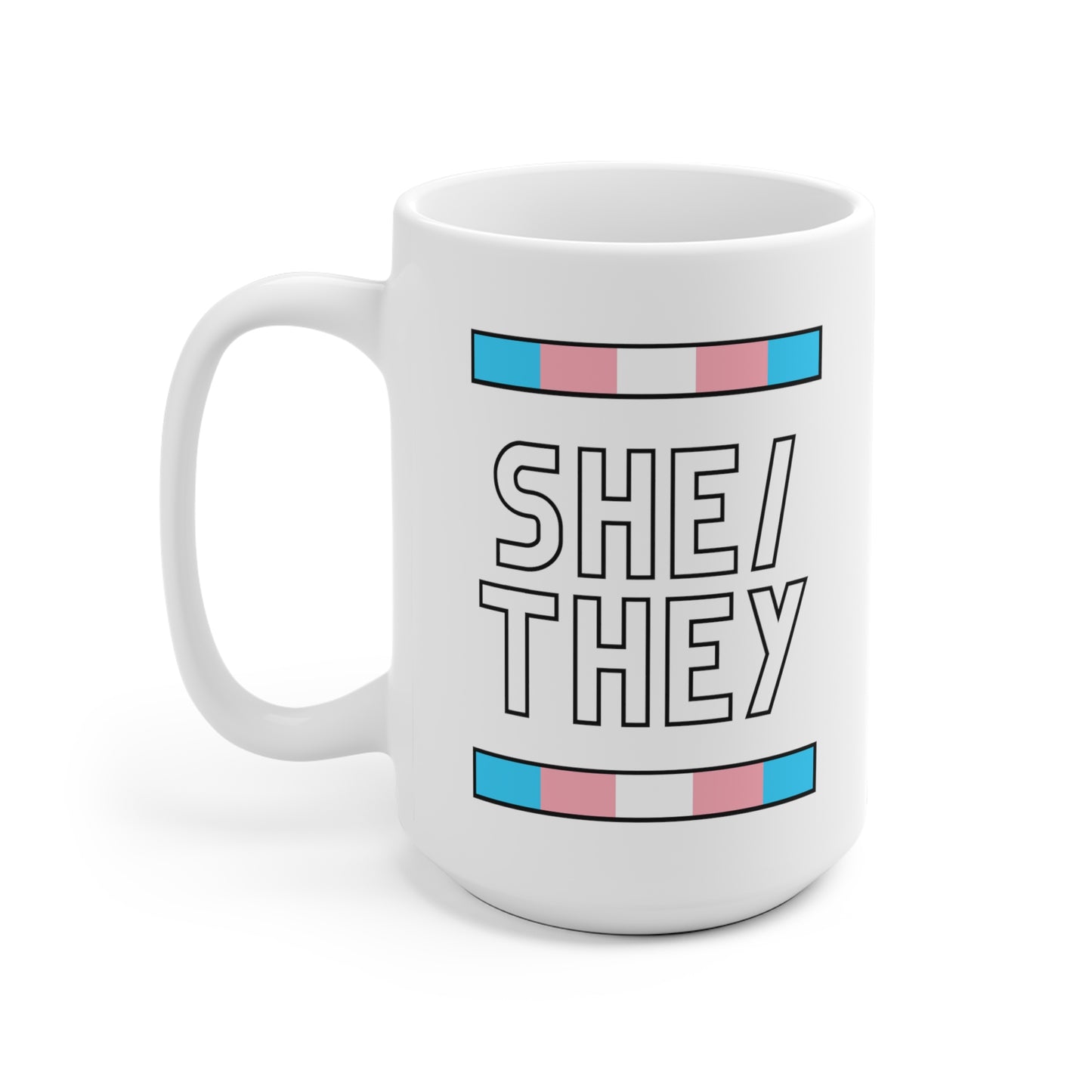 She/They Transgender Flag Pronoun Mug