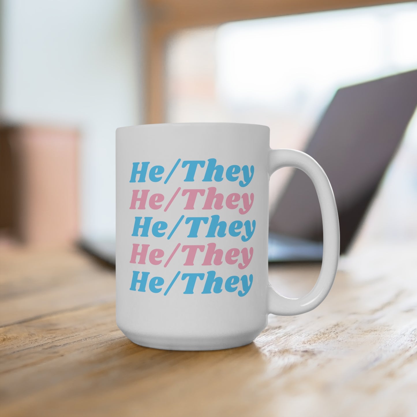 He/They Transgender Flag Pronoun Mug