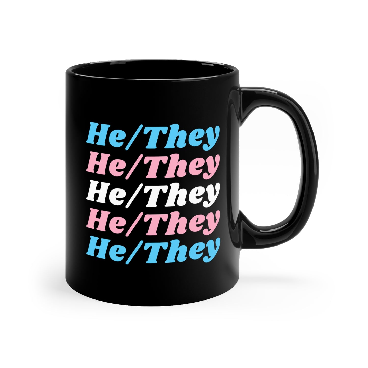 He/They Transgender Flag Pronoun Mug