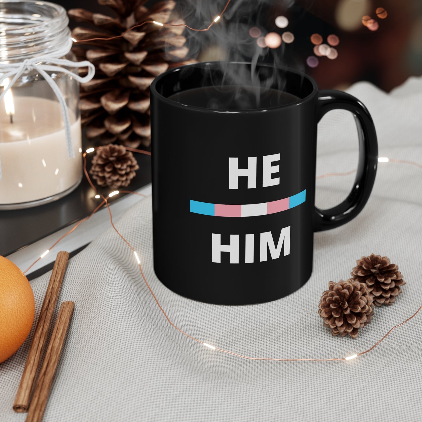He/Him Transgender Flag Pronoun Mug