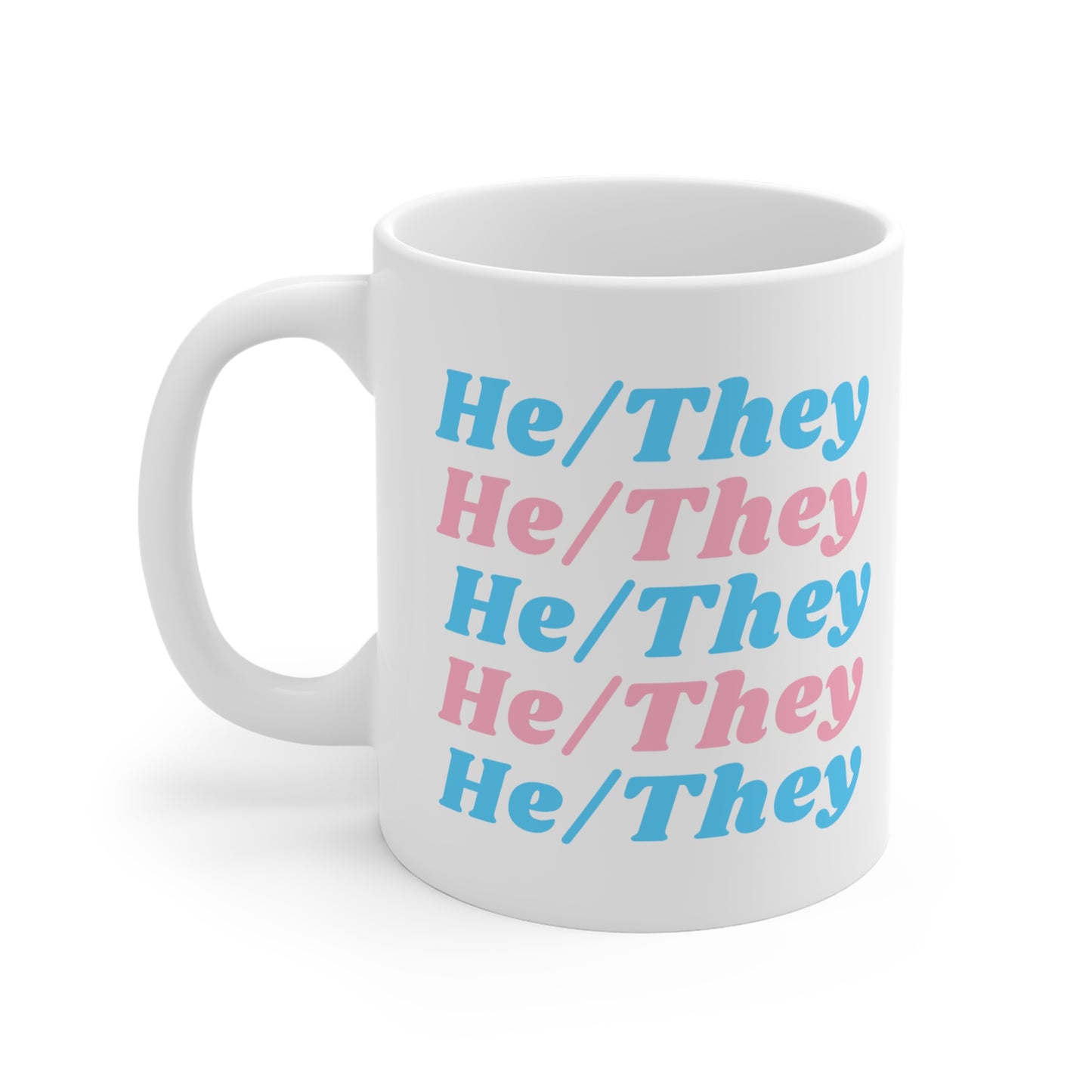 He/They Transgender Flag Pronoun Mug