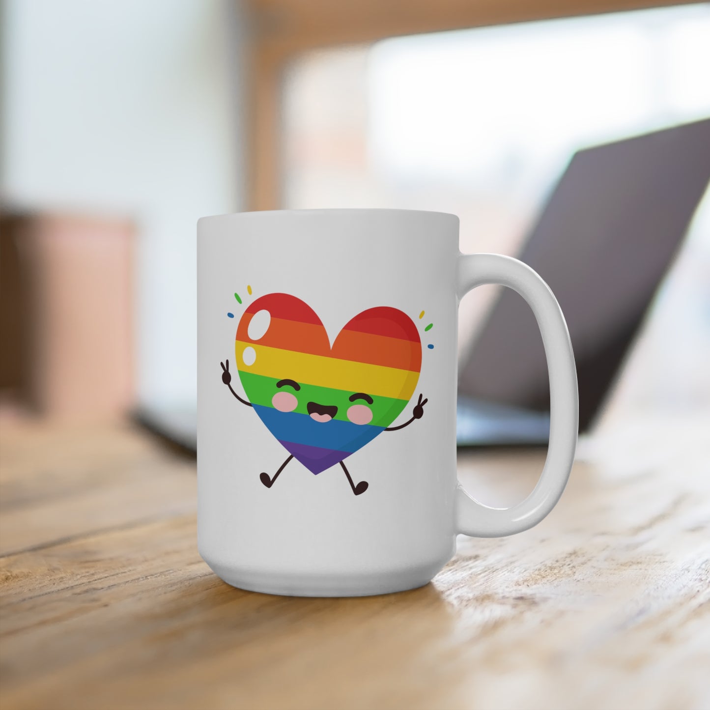 Cartoon Rainbow Heart Mug
