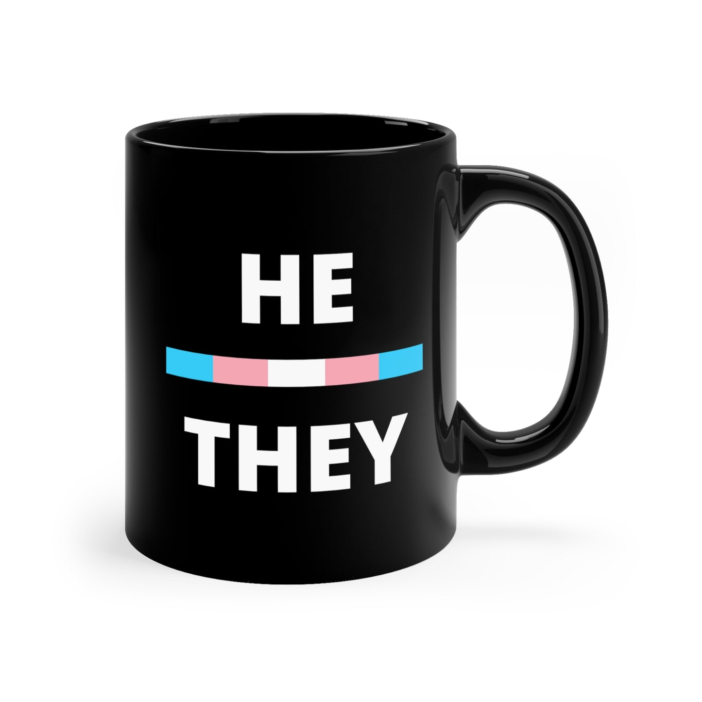 He/They Transgender Flag Pronoun Mug