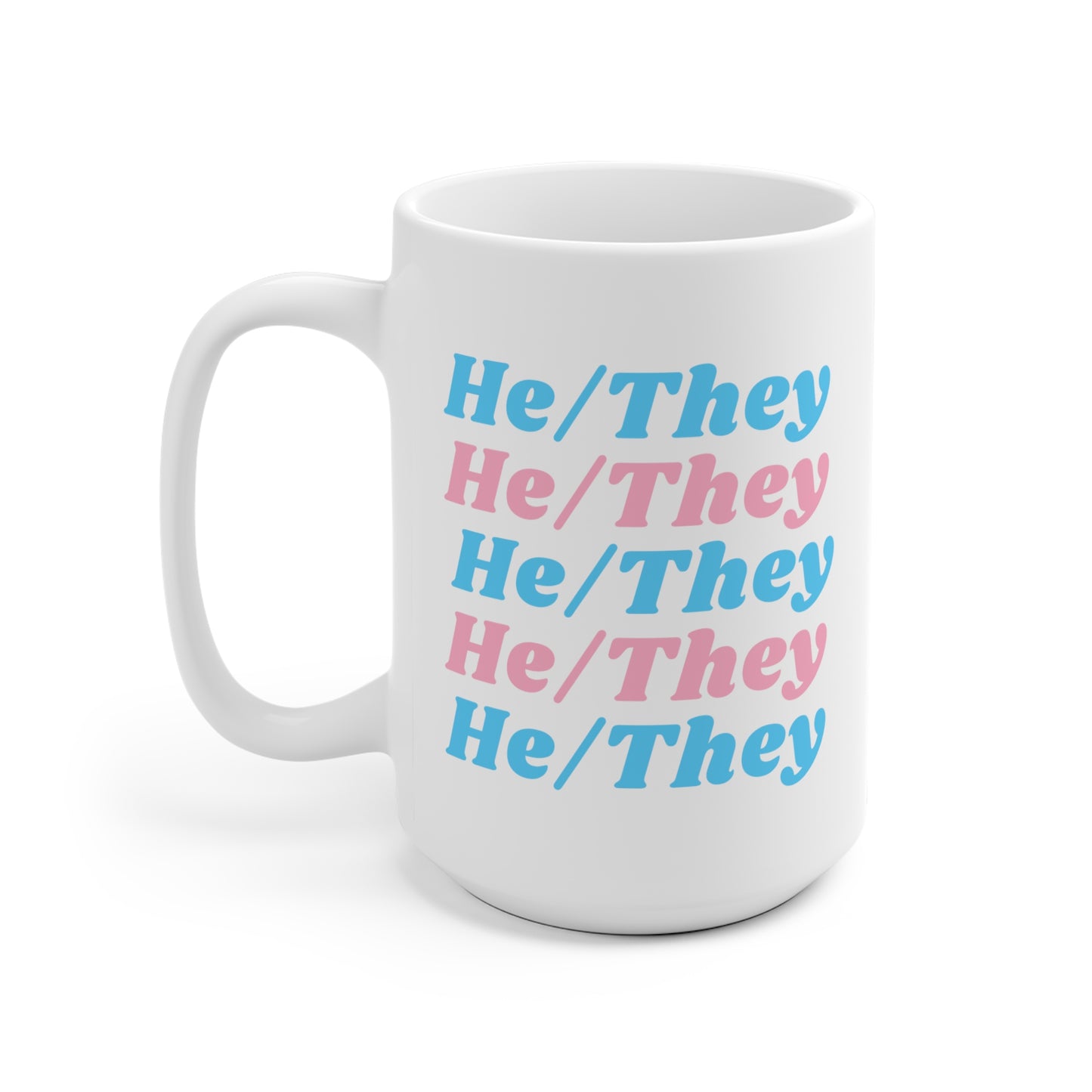 He/They Transgender Flag Pronoun Mug