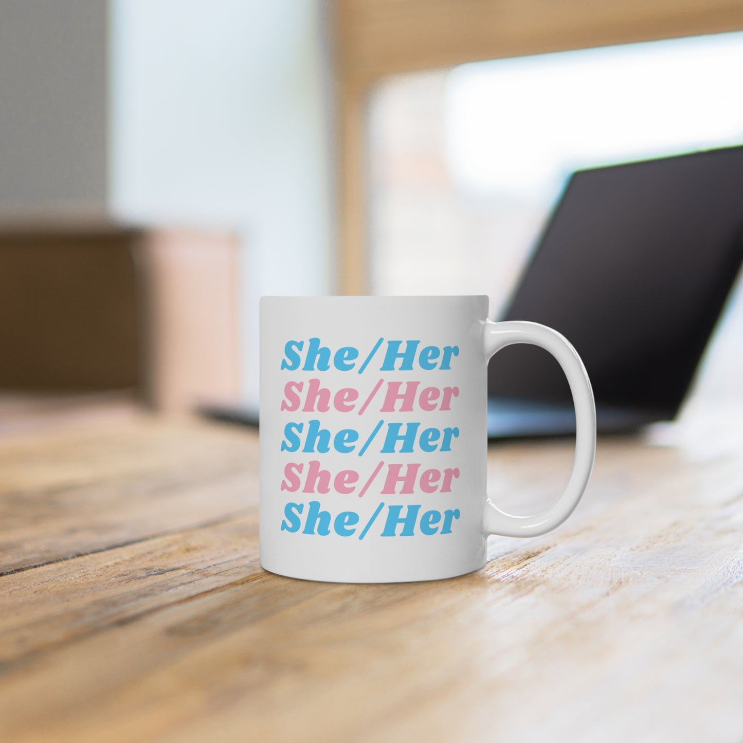 She/Her Transgender Flag Pronoun Mug
