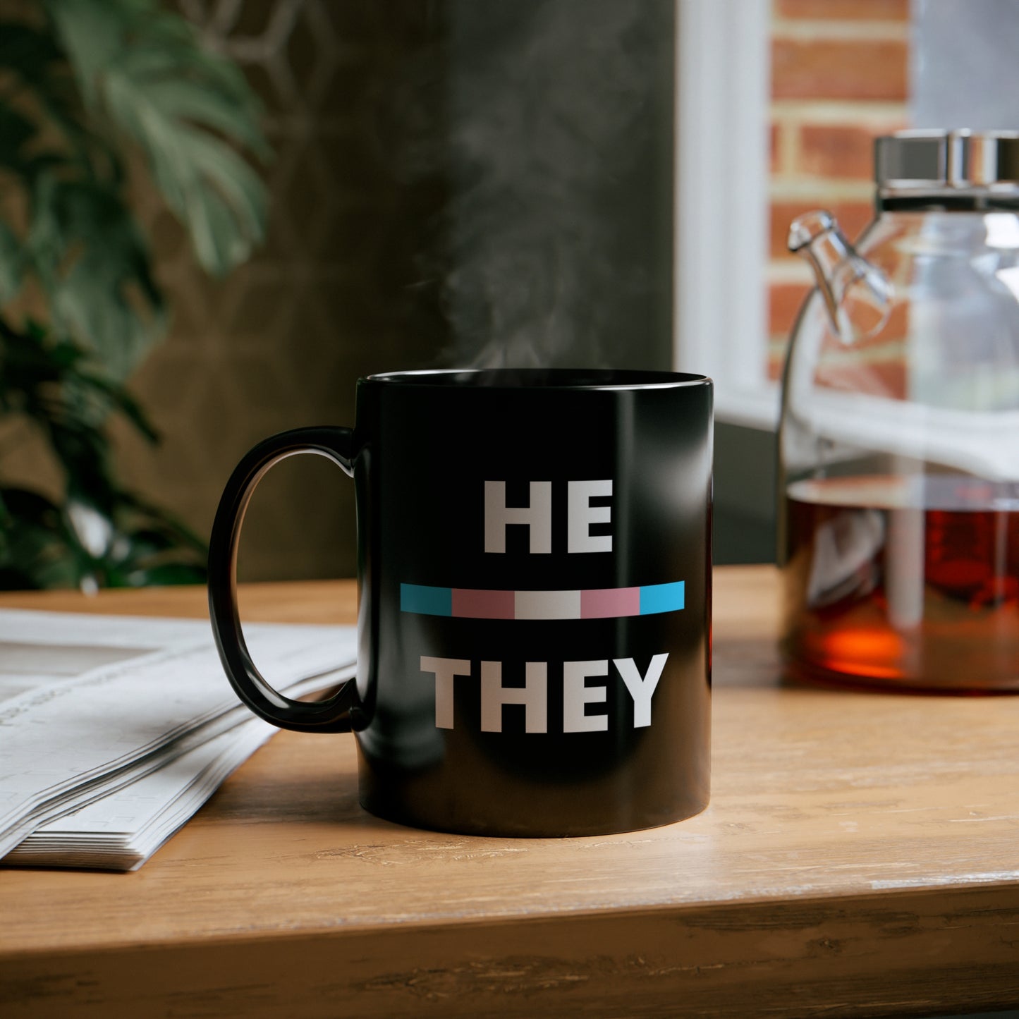 He/They Transgender Flag Pronoun Mug