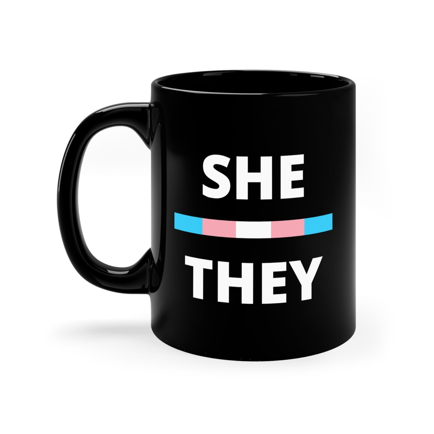 She/They Transgender Flag Pronoun Mug