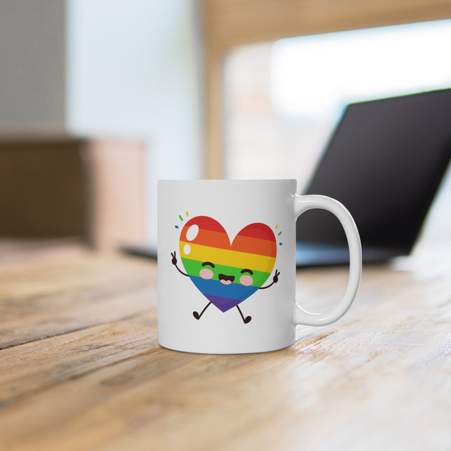 Cartoon Rainbow Heart Mug