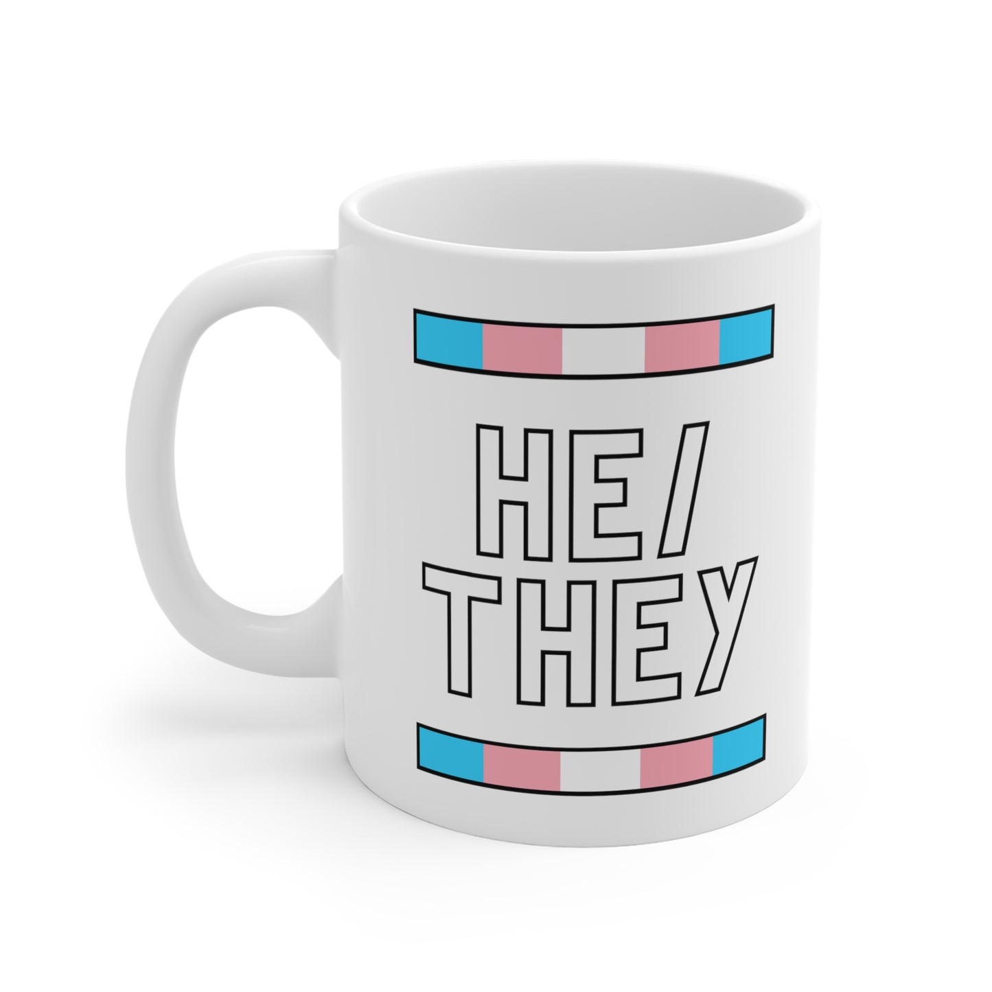 He/They Transgender Flag Pronoun Mug