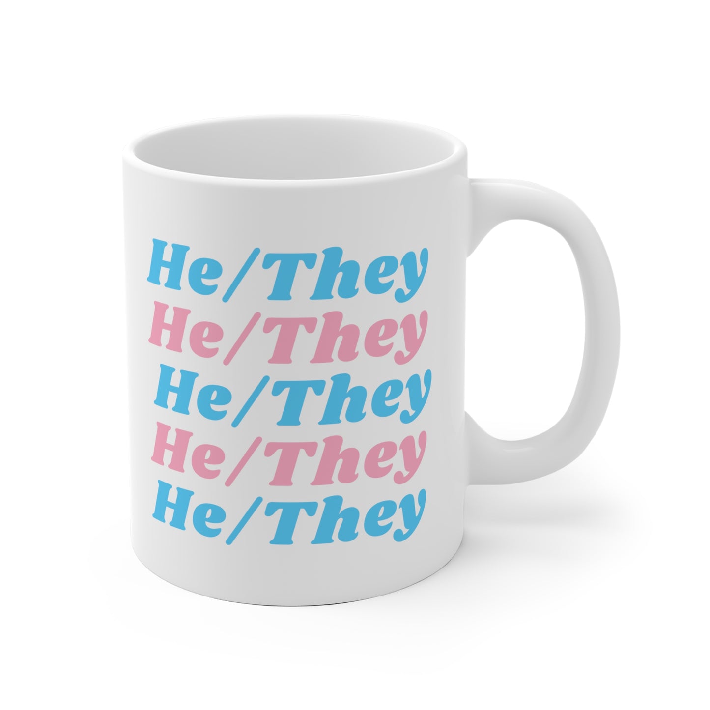 He/They Transgender Flag Pronoun Mug