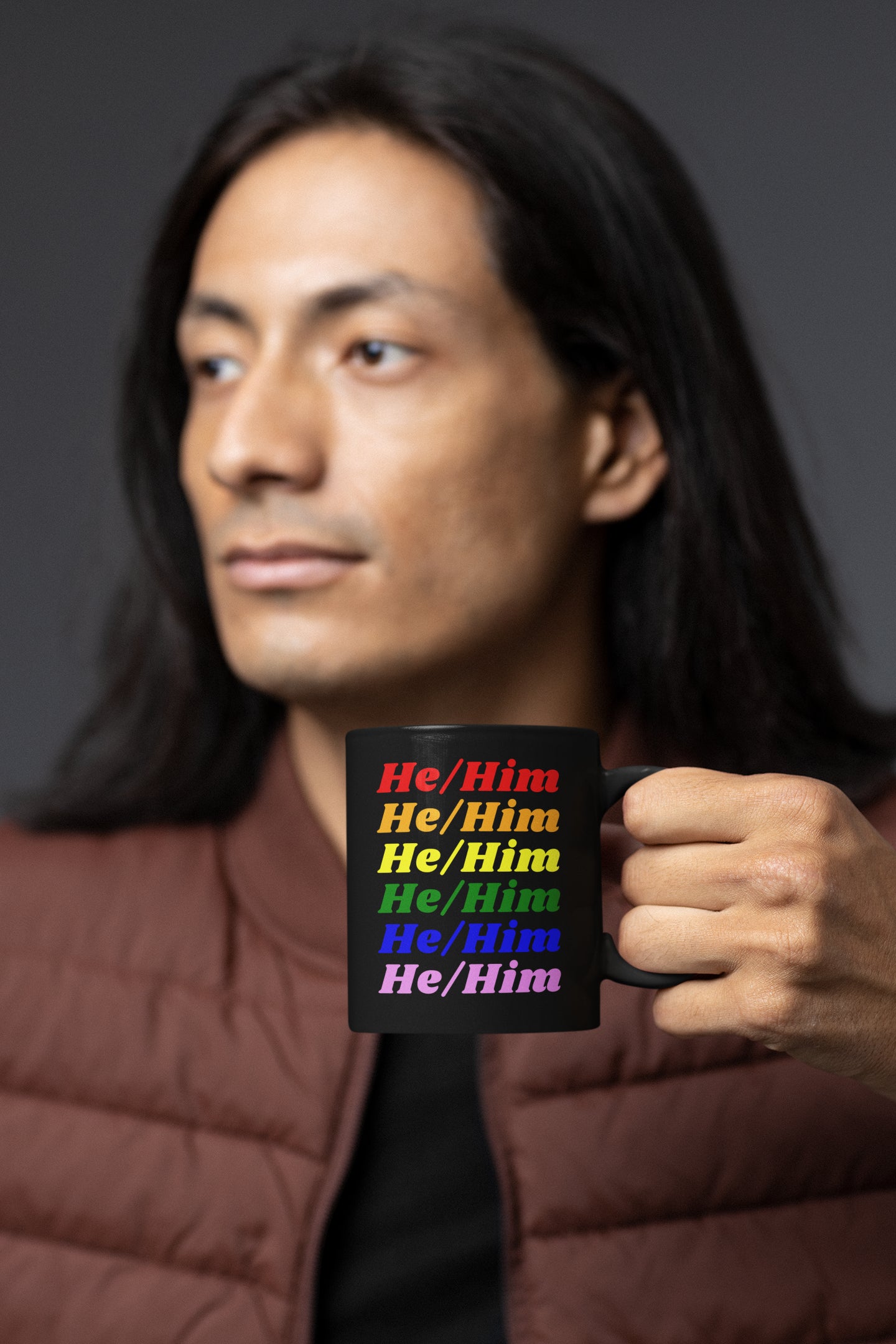 He/Him Rainbow LGBTQ Mug