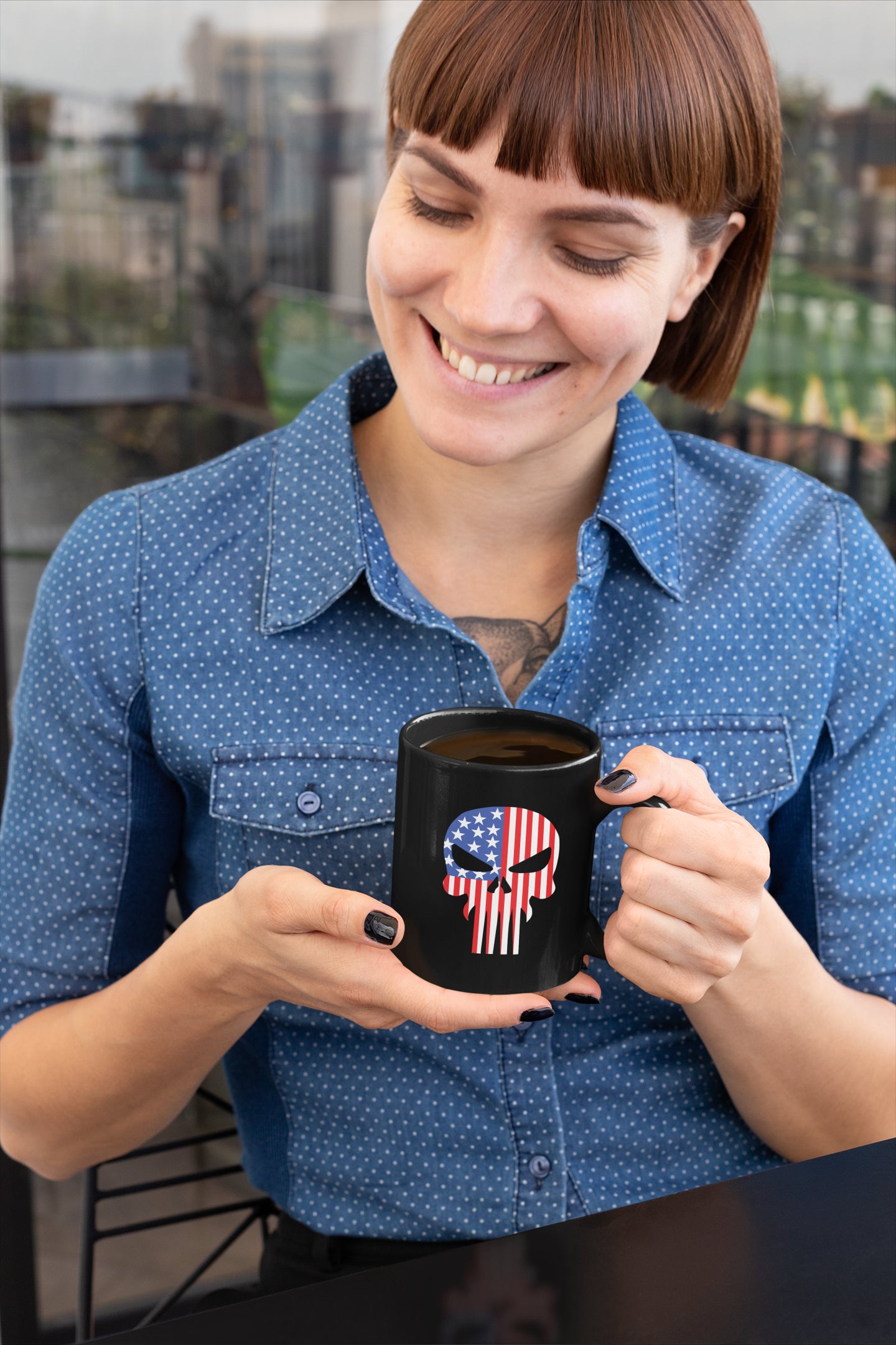 American Flag Skull Mug