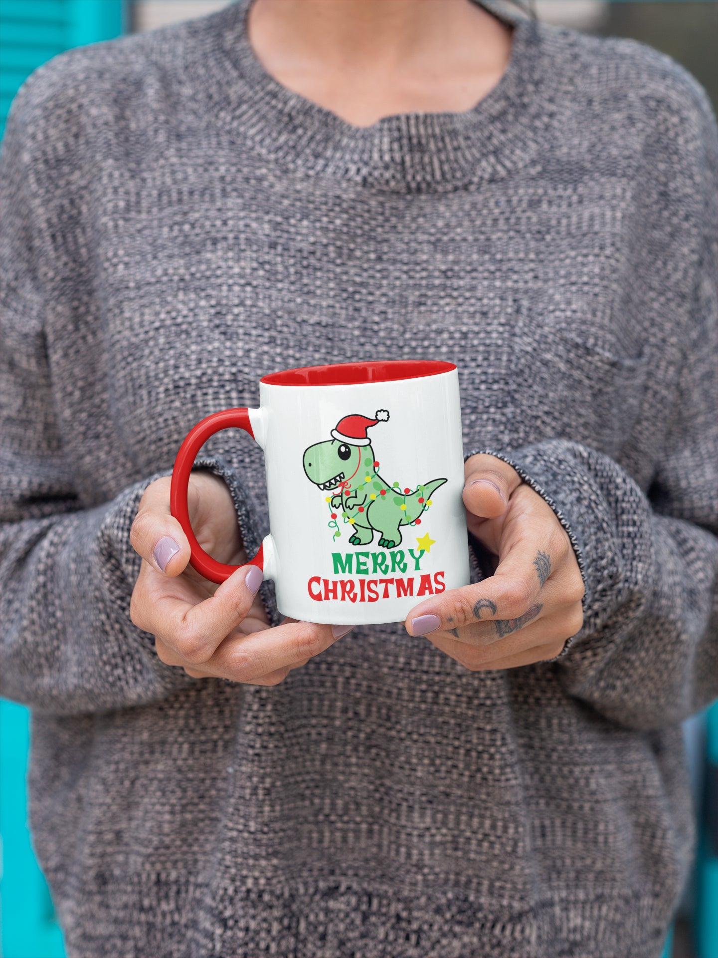 Merry Christmas Dinosaur Mug