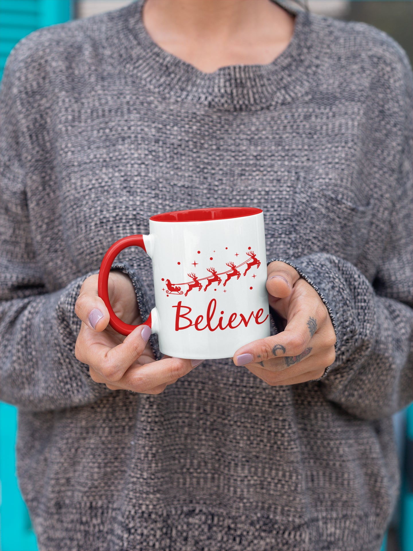 Believe Christmas Eve Reindeer Mug