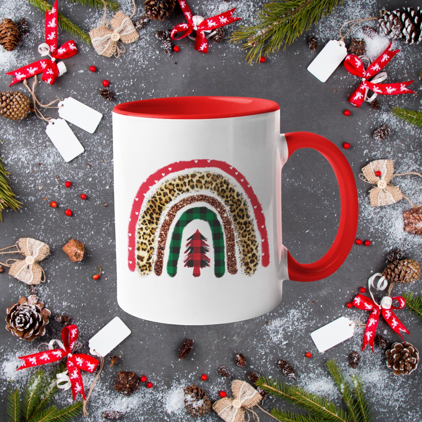 Boho Christmas Tree Rainbow Mug