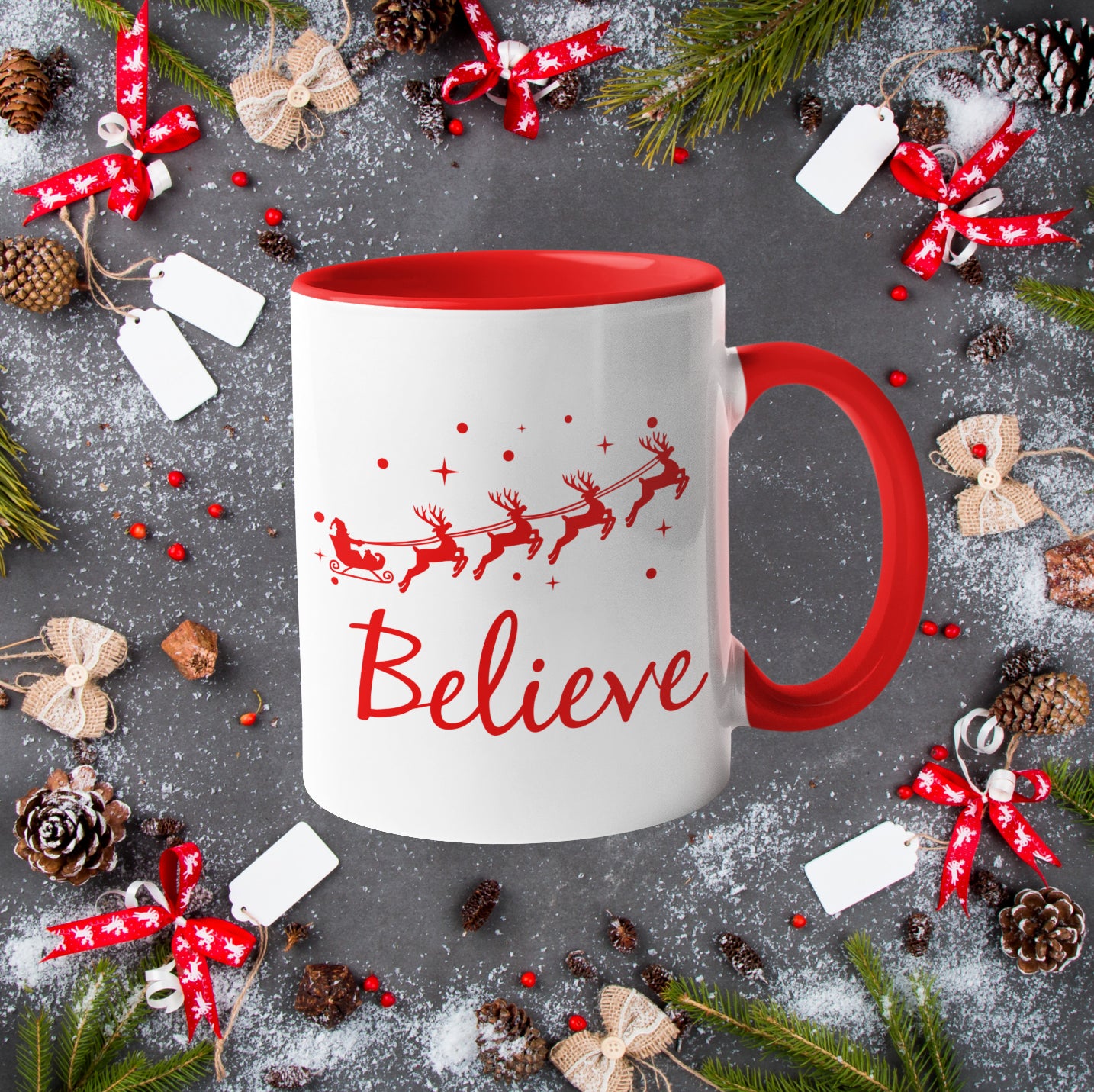Believe Christmas Eve Reindeer Mug