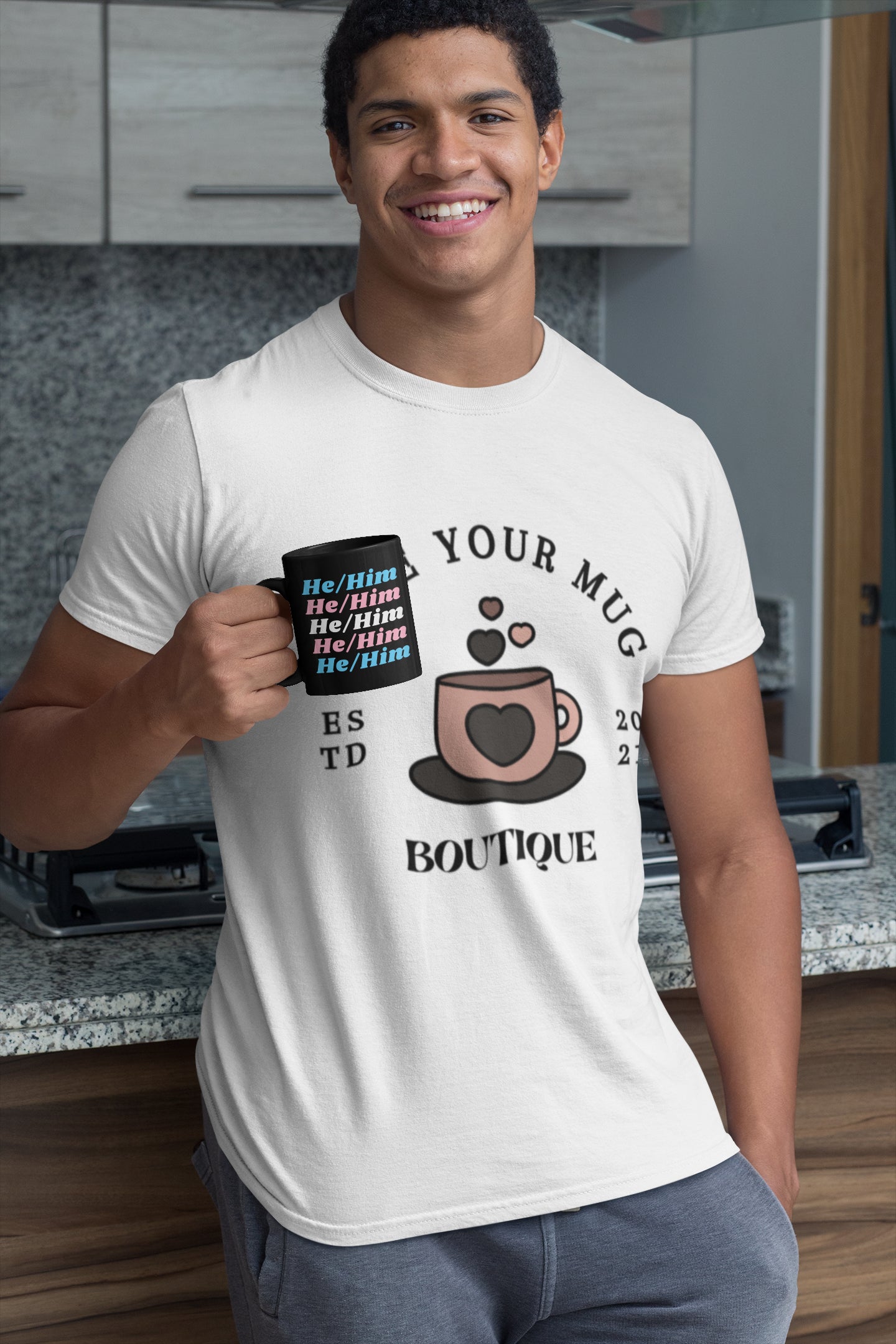 He/Him Transgender Flag Pronoun Mug