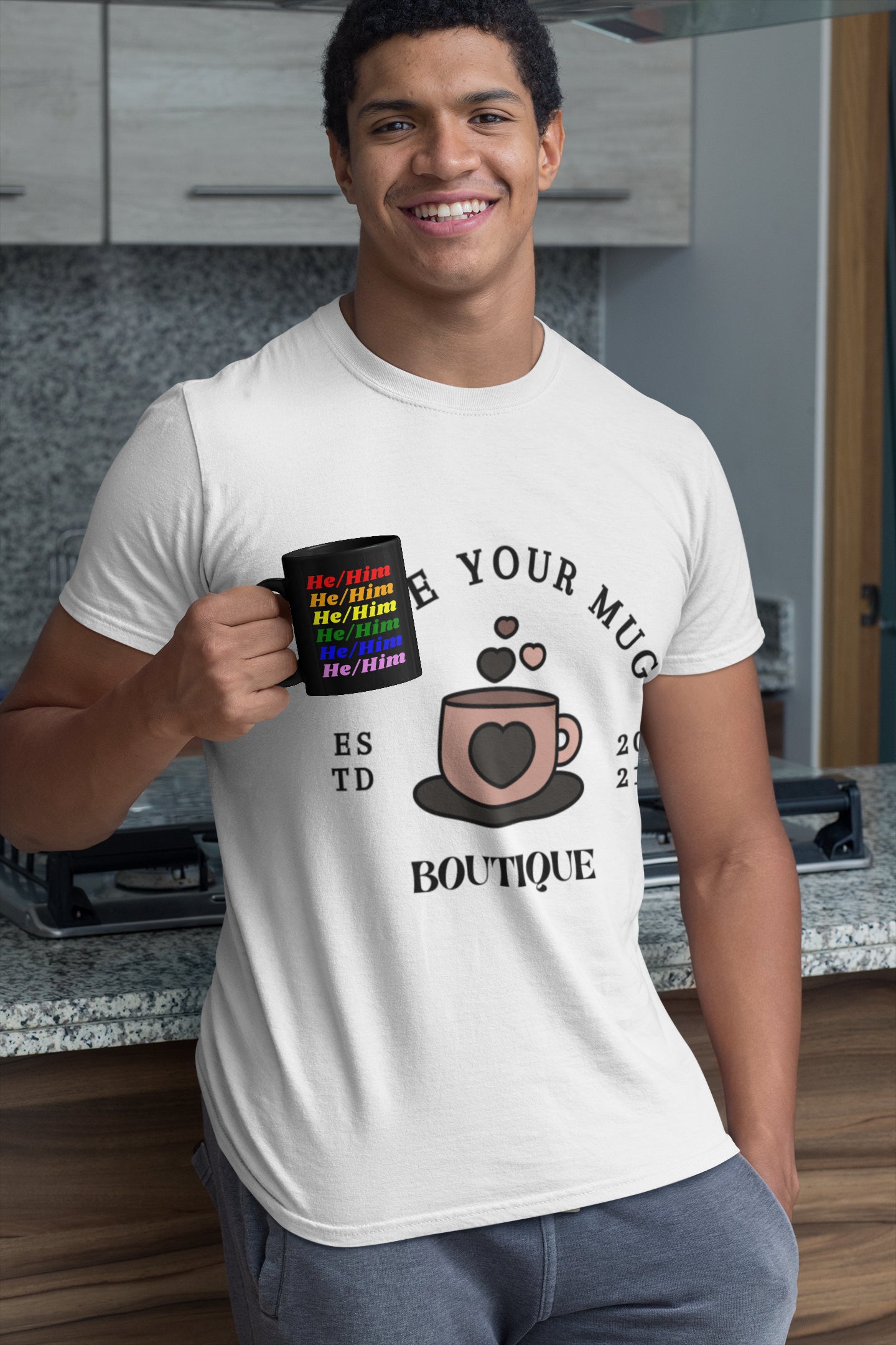 He/Him Rainbow LGBTQ Mug