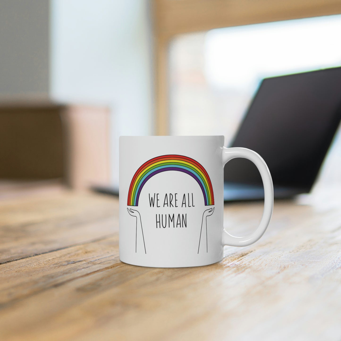 We Are All Human Rainbow Mug