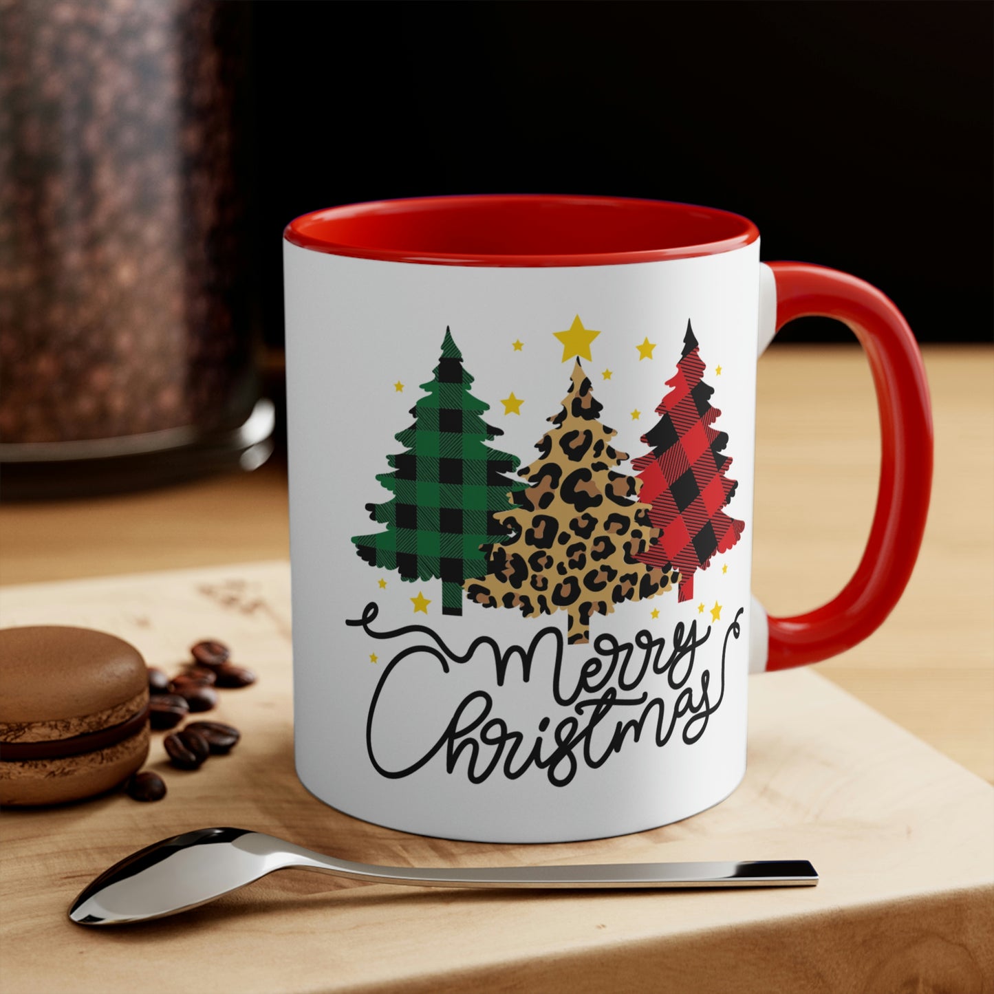 Merry Christmas Plaid Trees Mug