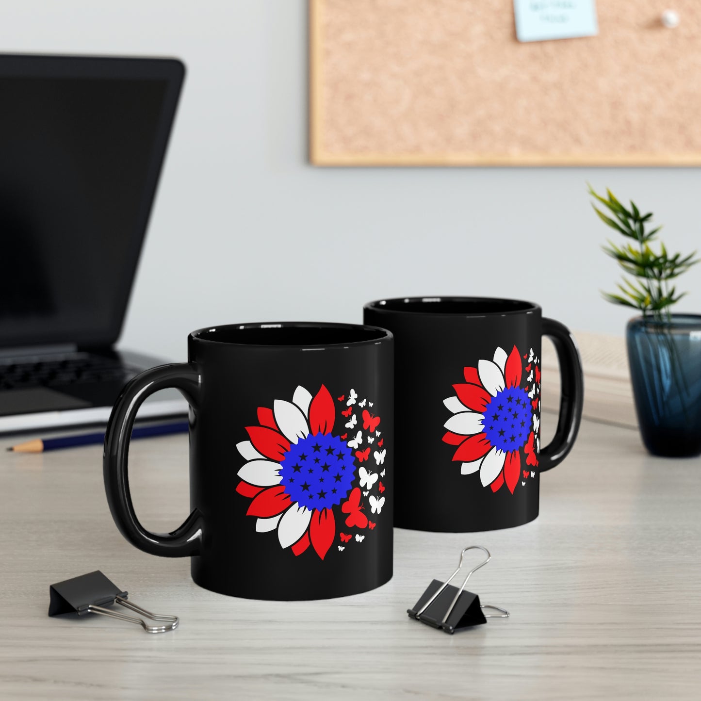 American Flag Sunflower Mug