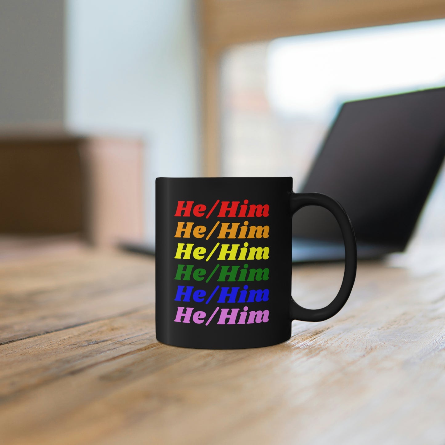 He/Him Rainbow LGBTQ Mug