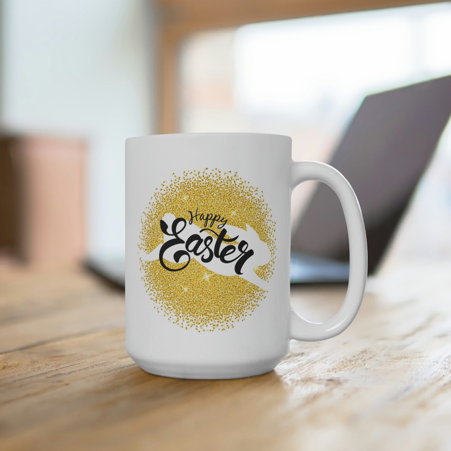 Happy Easter Gold Glitter Bunny Mug