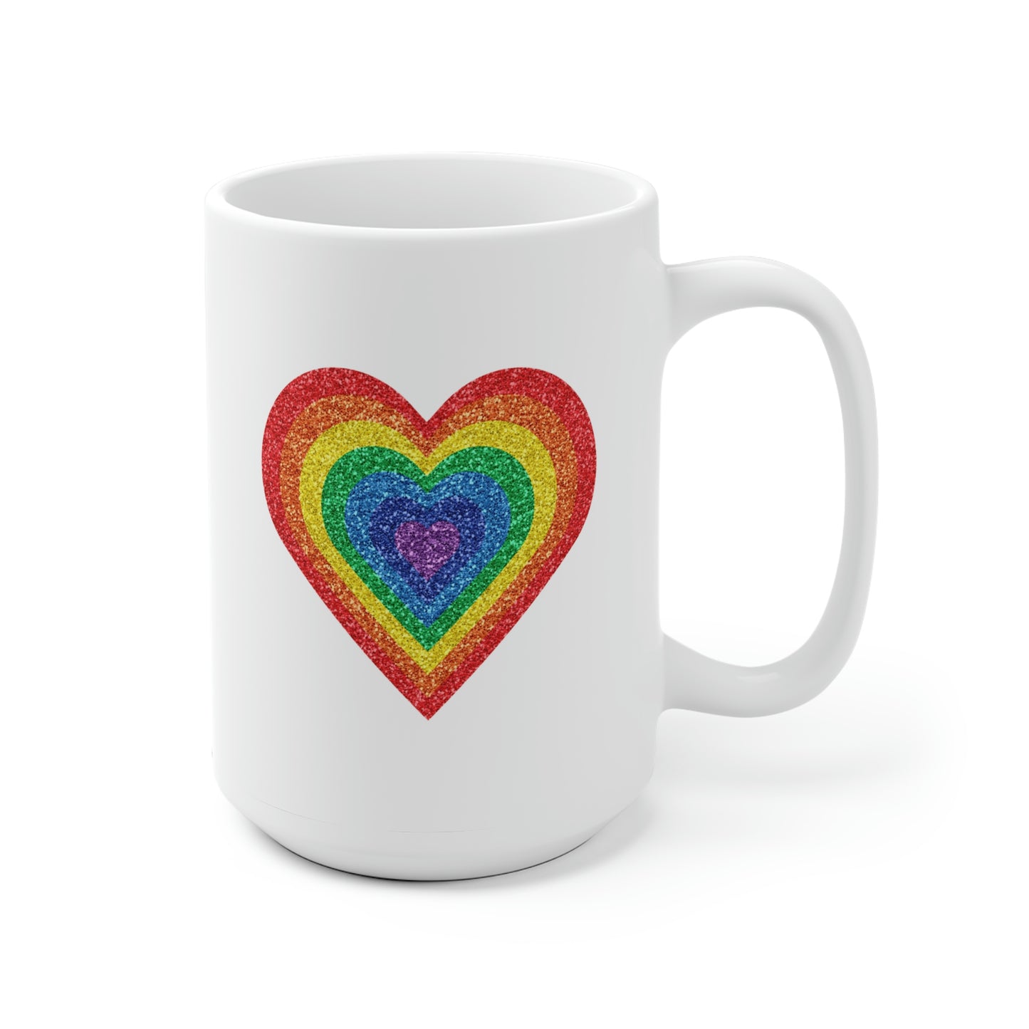 Sparkly Rainbow Heart Mug