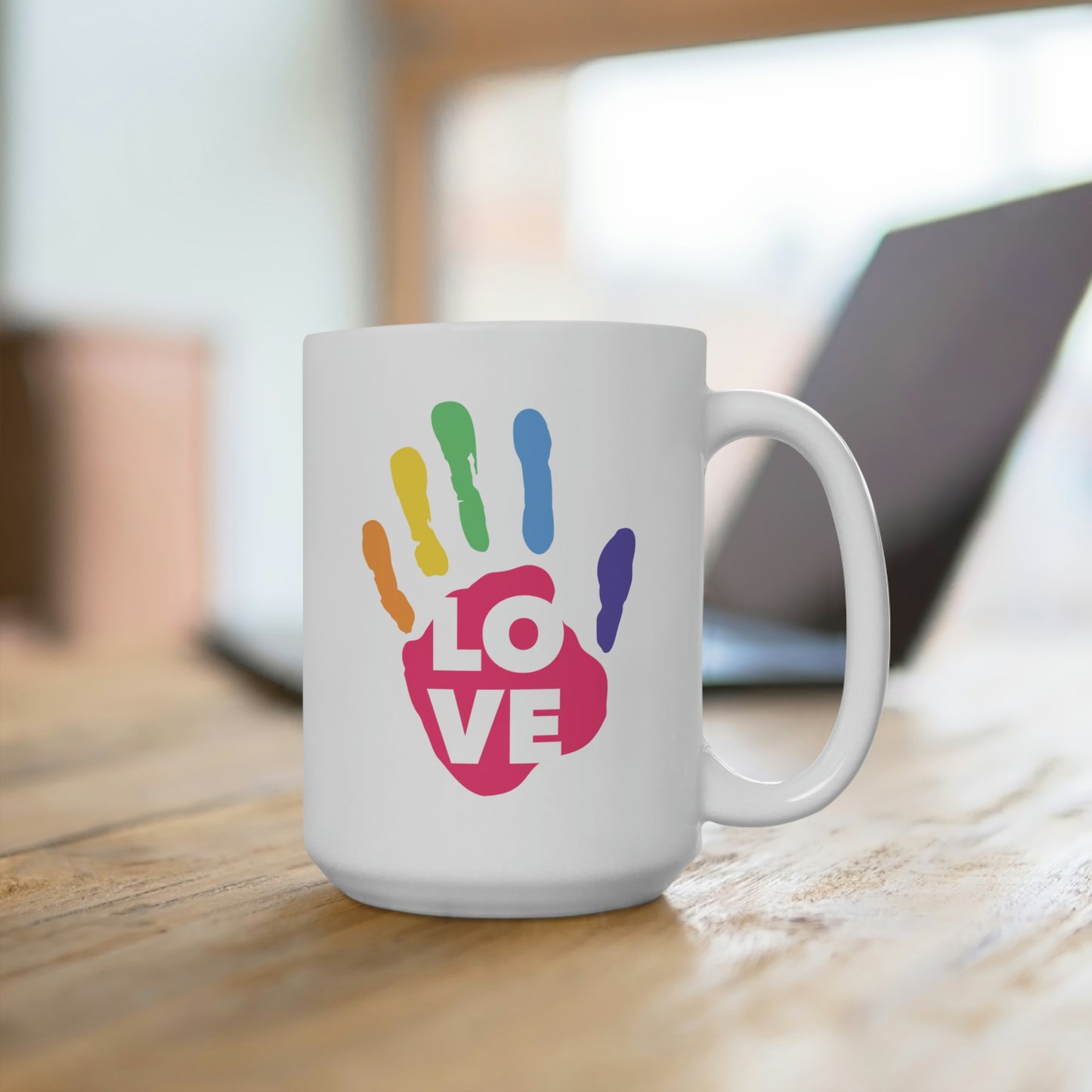 Love Rainbow Handprint Mug