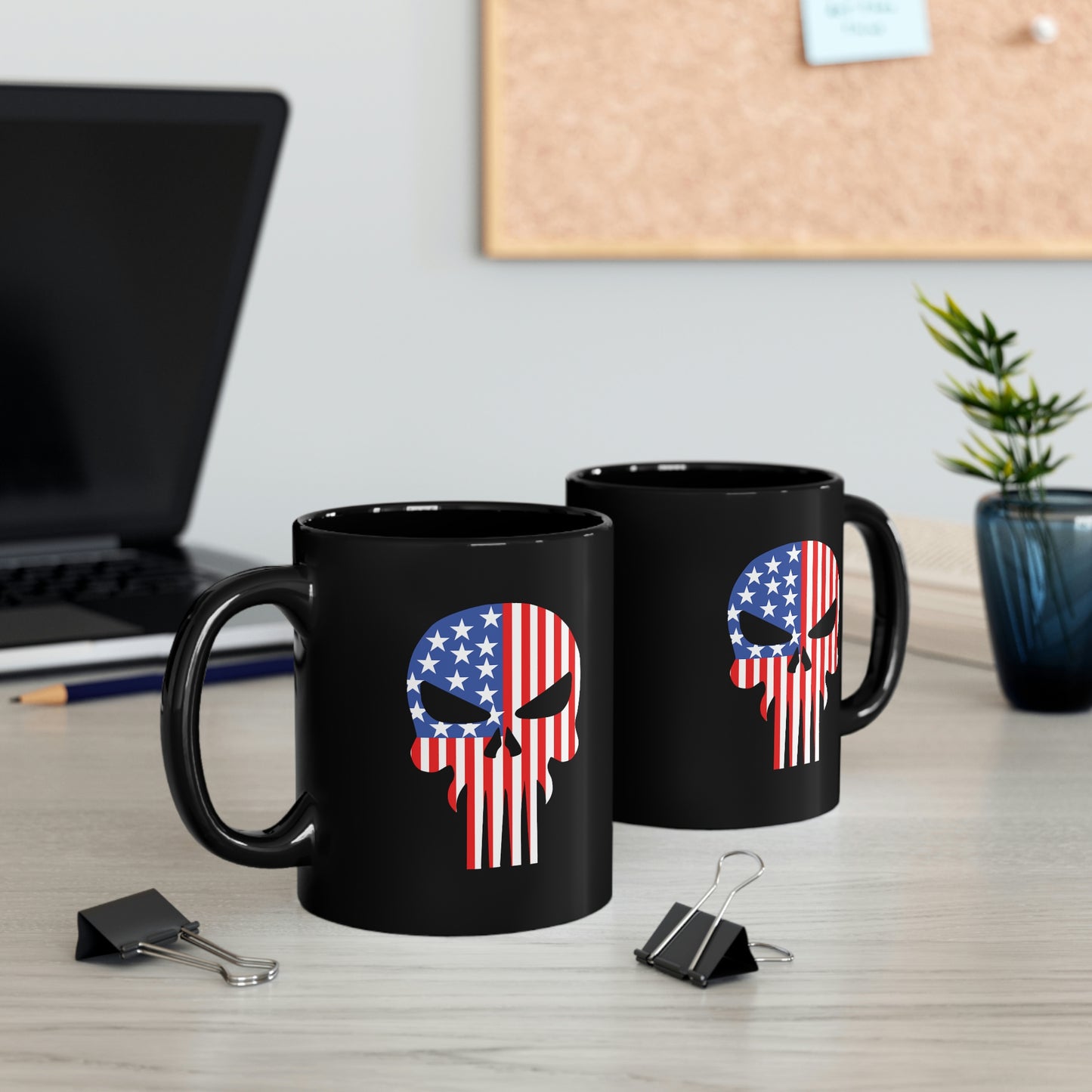 American Flag Skull Mug