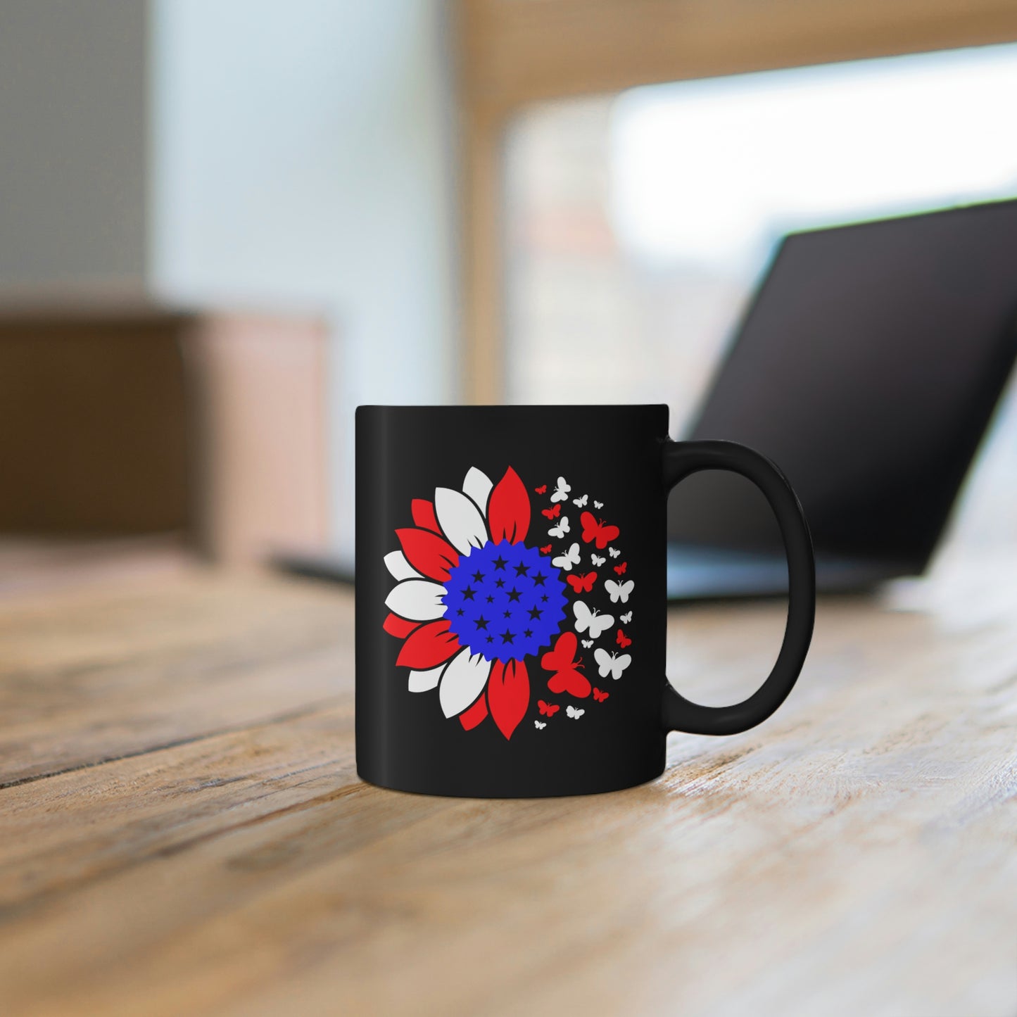American Flag Sunflower Mug