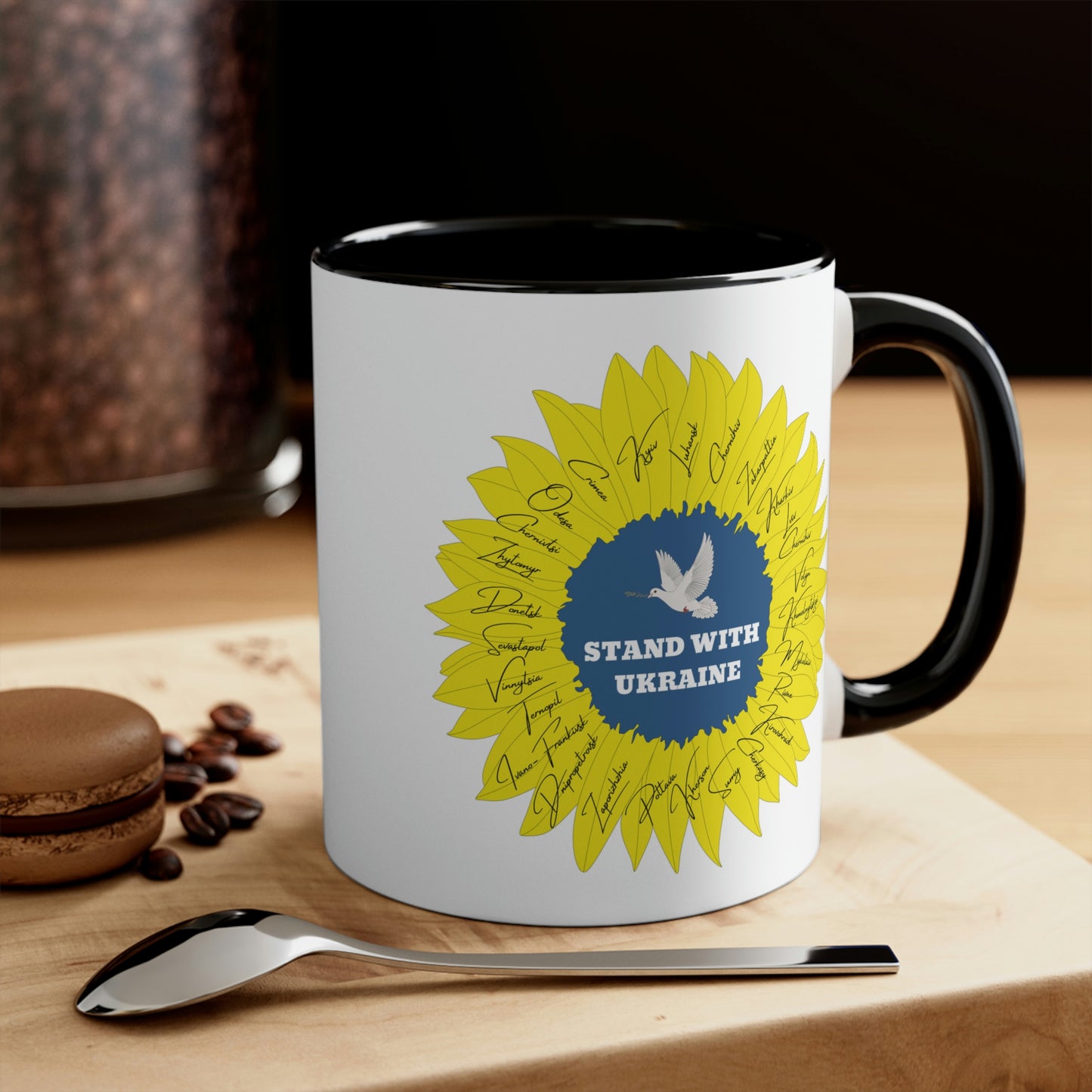 Stand With Ukraine Sunflower Dove Of Peace Mug
