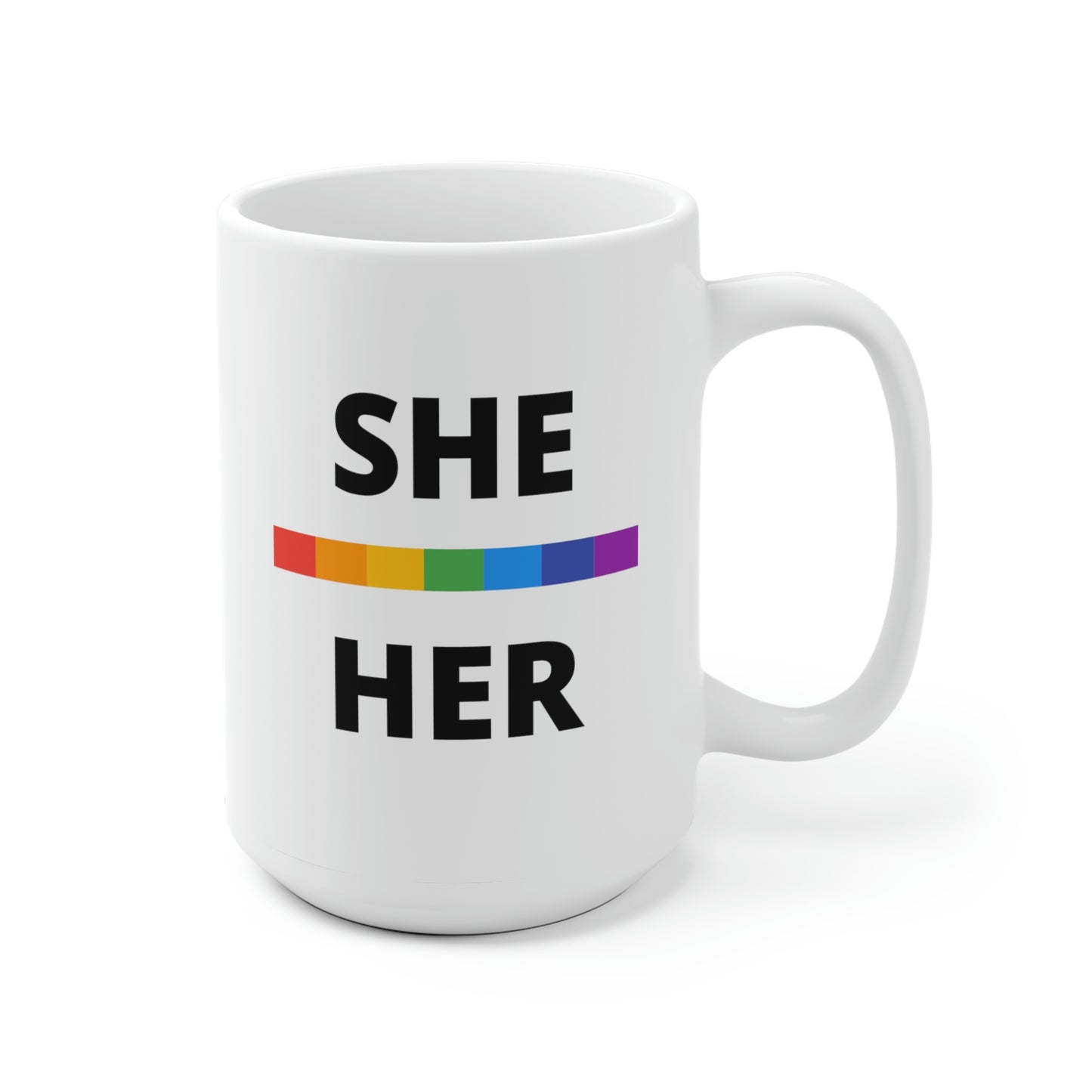 She/Her LGBTQ Flag Pronoun Mug