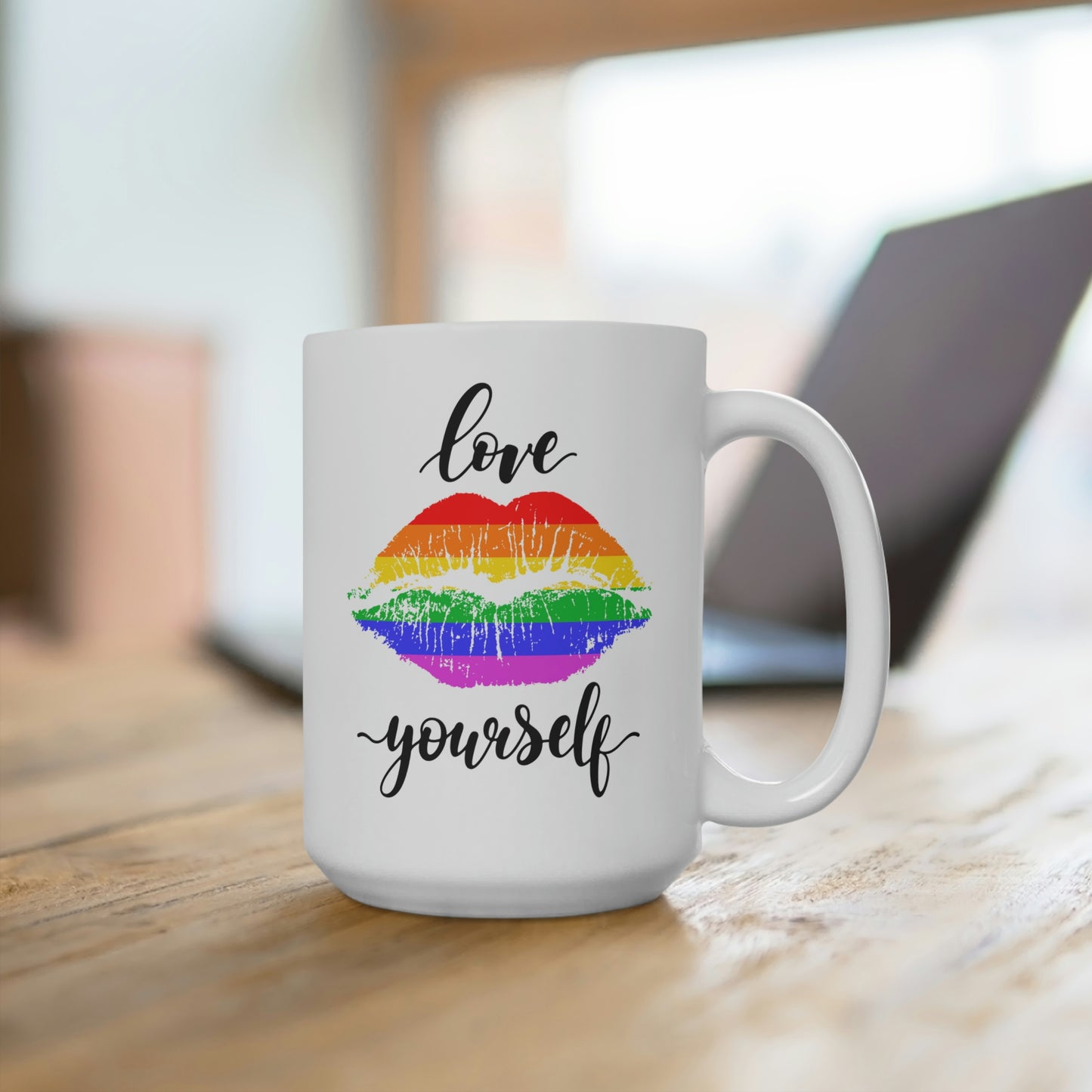 Love Yourself Rainbow Lips Mug
