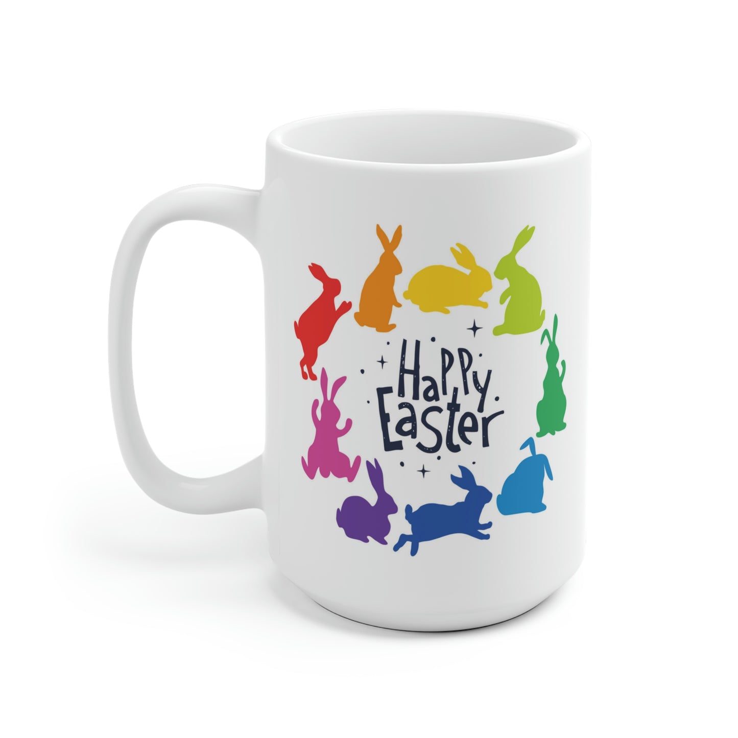Happy Easter Rainbow Bunnies Mug