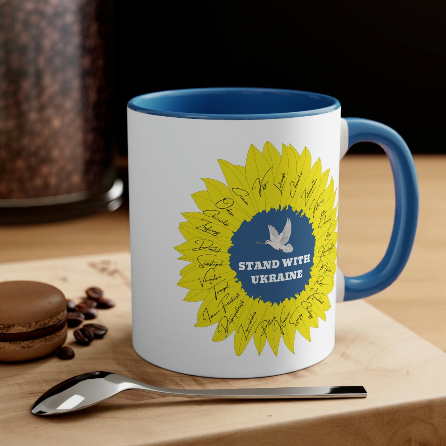 Stand With Ukraine Sunflower Dove Of Peace Mug