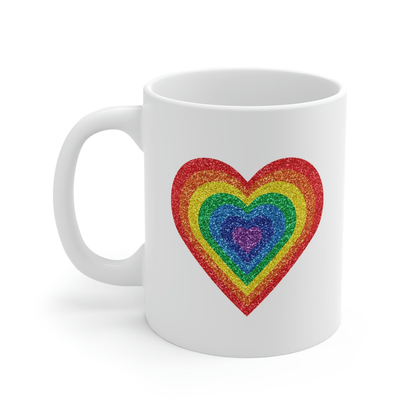 Sparkly Rainbow Heart Mug