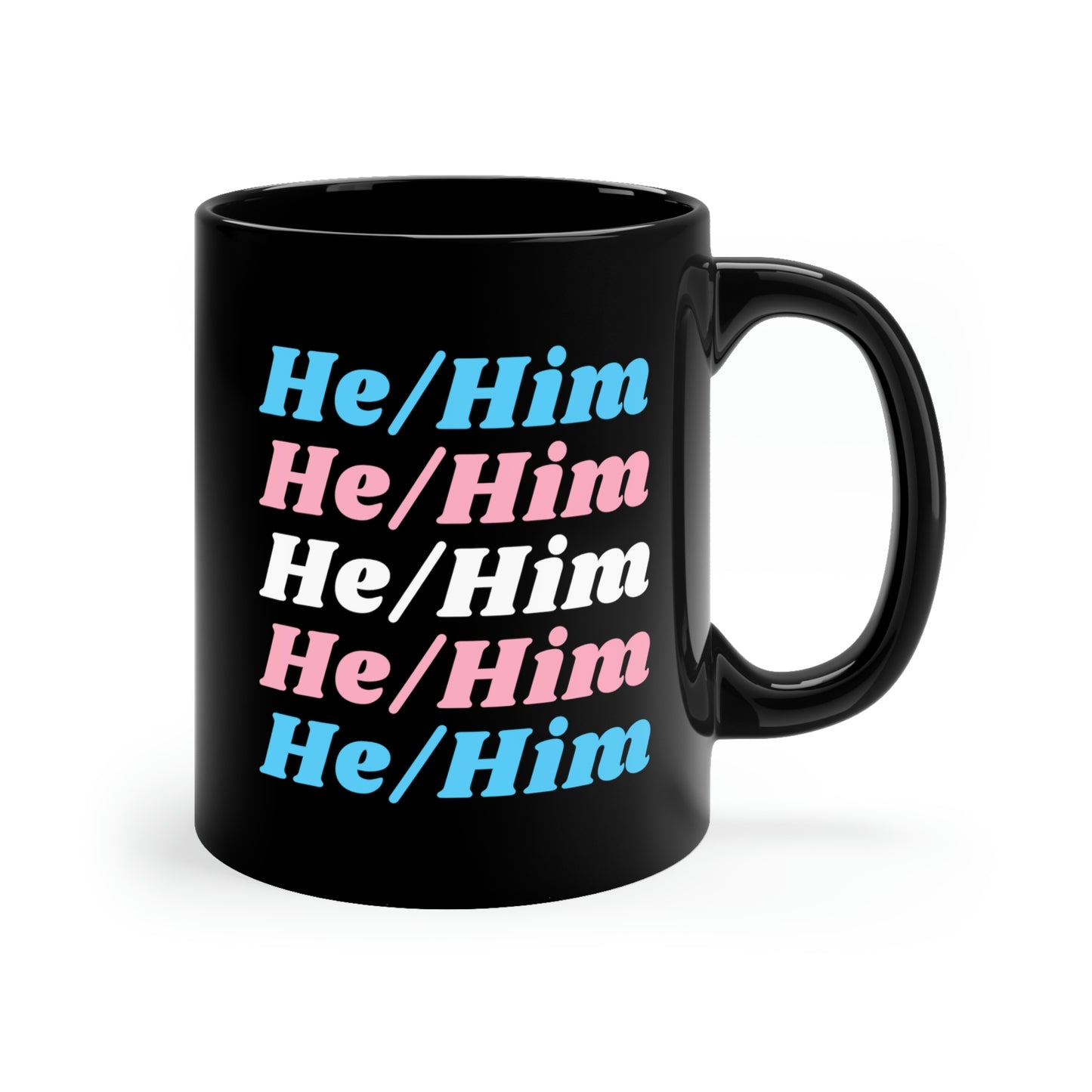 He/Him Transgender Flag Pronoun Mug
