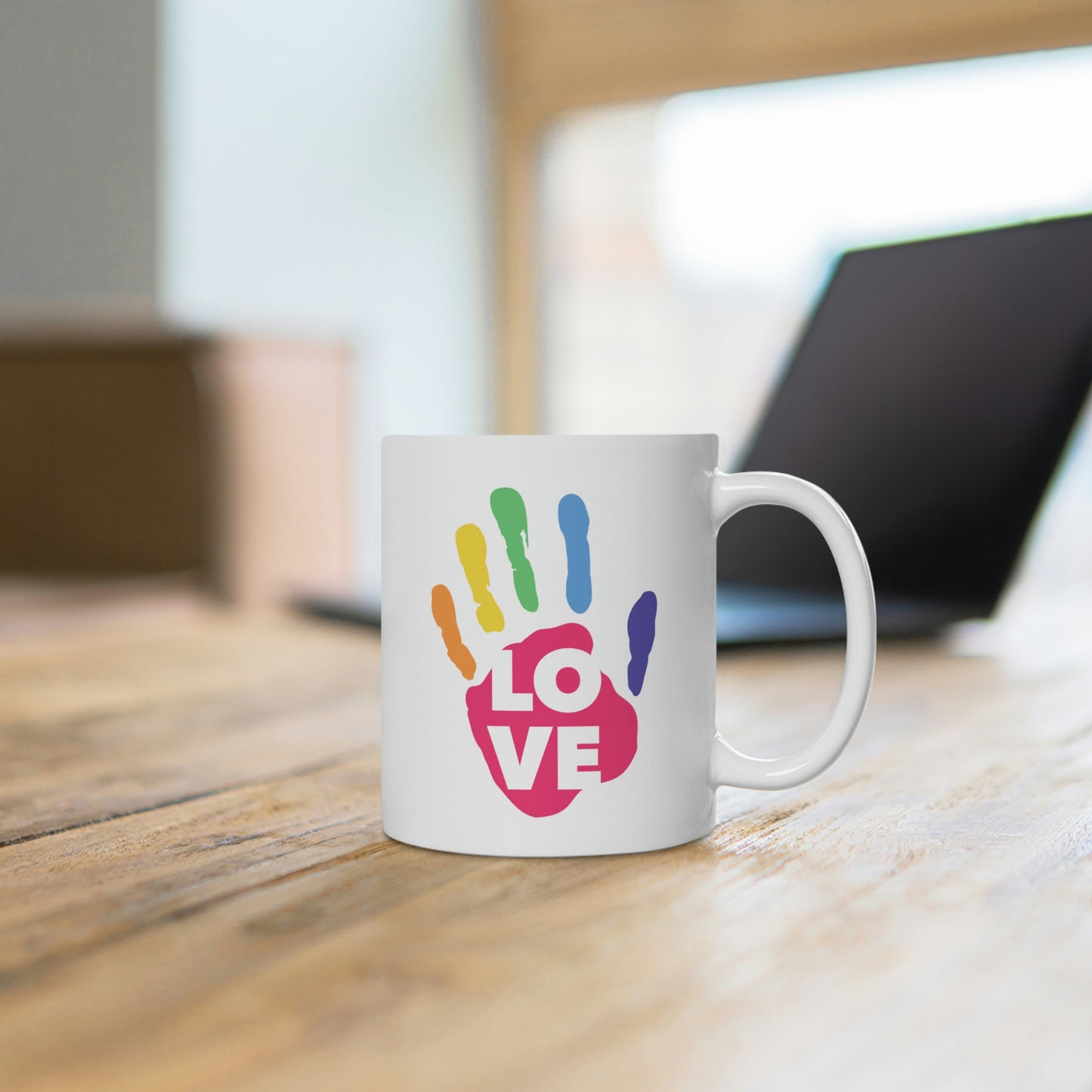 Love Rainbow Handprint Mug