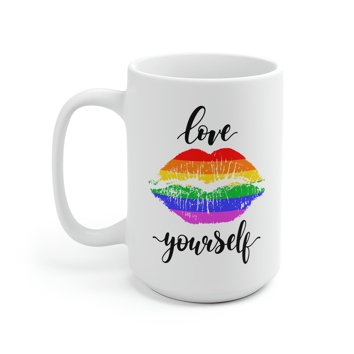 Love Yourself Rainbow Lips Mug