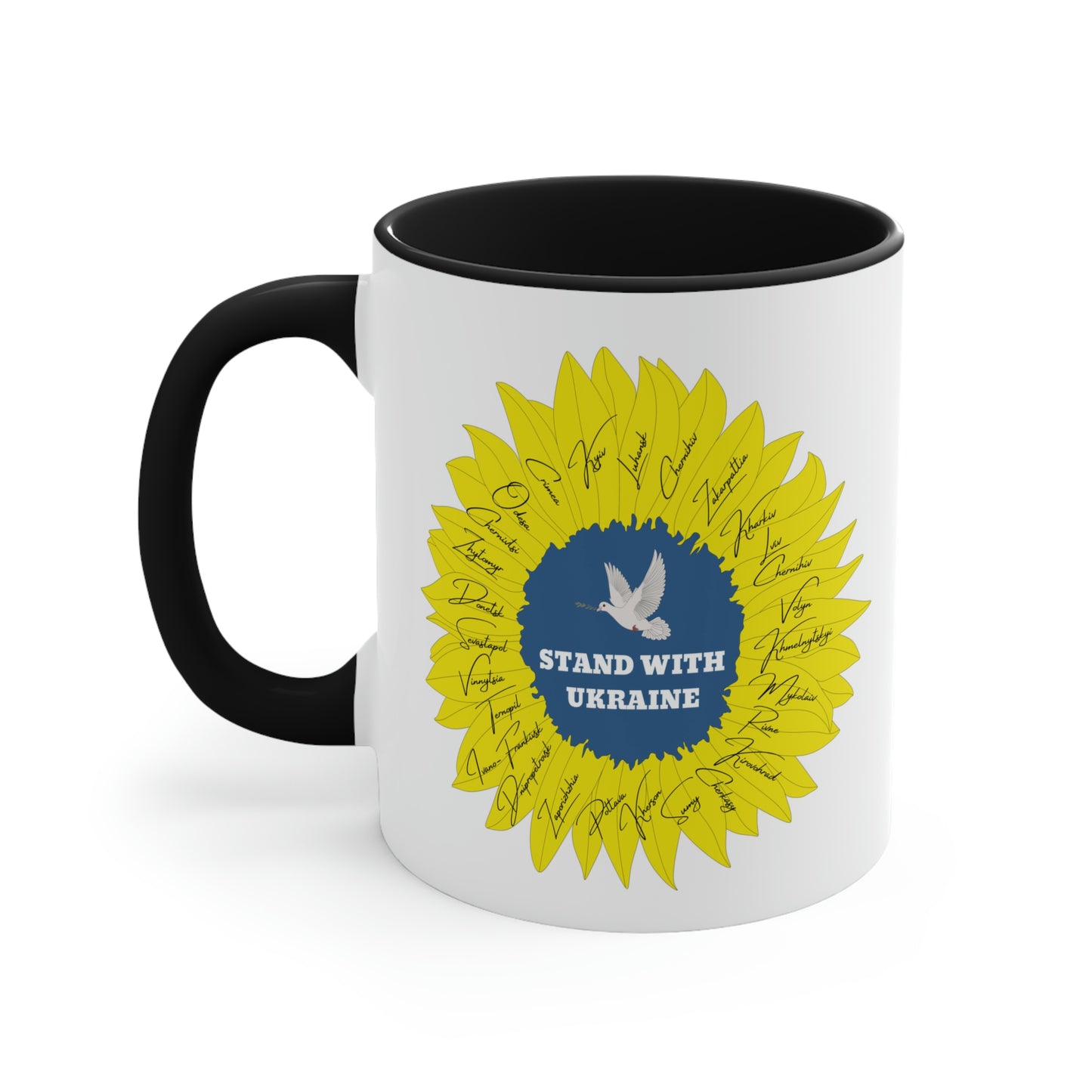 Stand With Ukraine Sunflower Dove Of Peace Mug