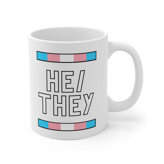 He/They Transgender Flag Pronoun Mug