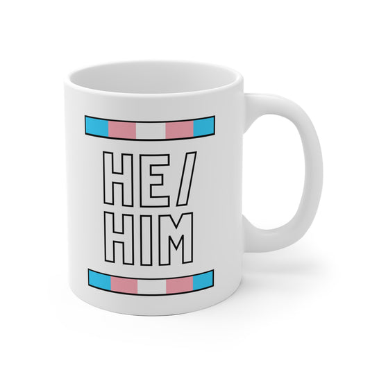 He/Him Transgender Flag Pronoun Mug