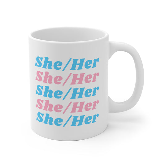 She/Her Transgender Flag Pronoun Mug