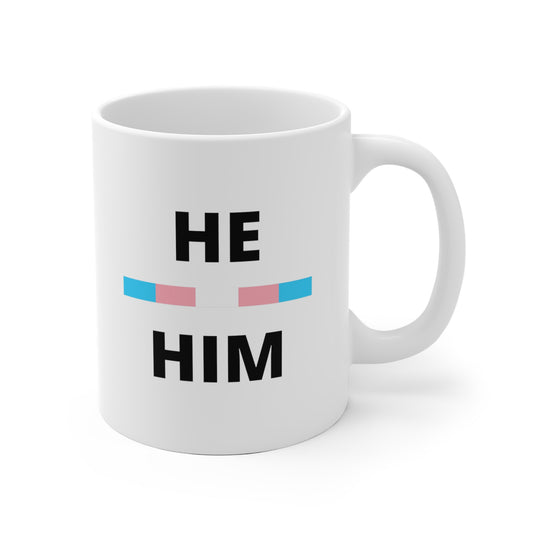 He/Him Transgender Flag Pronoun Mug