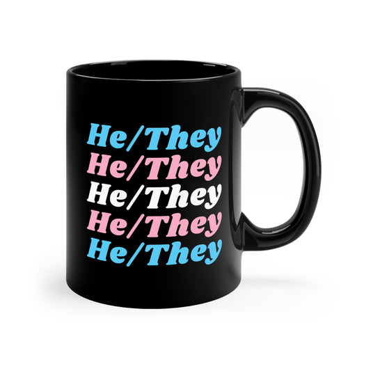 He/They Transgender Flag Pronoun Mug
